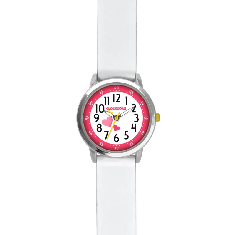 CLOCKODILE Růžové dívčí dětské hodinky se srdíčky a silikonovým řemínkem CWG5170