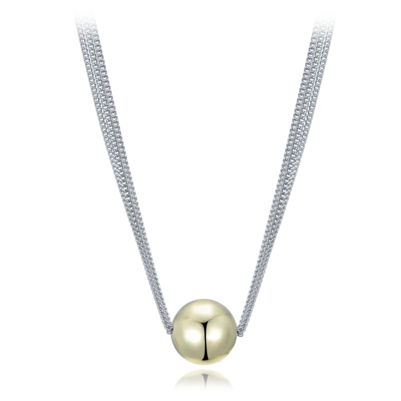 MINET Elegantní dvoubarevný stříbrný náhrdelník se třemi řetízky s kuličkou Ag 925/1000 10,70g JMAS0302GN47