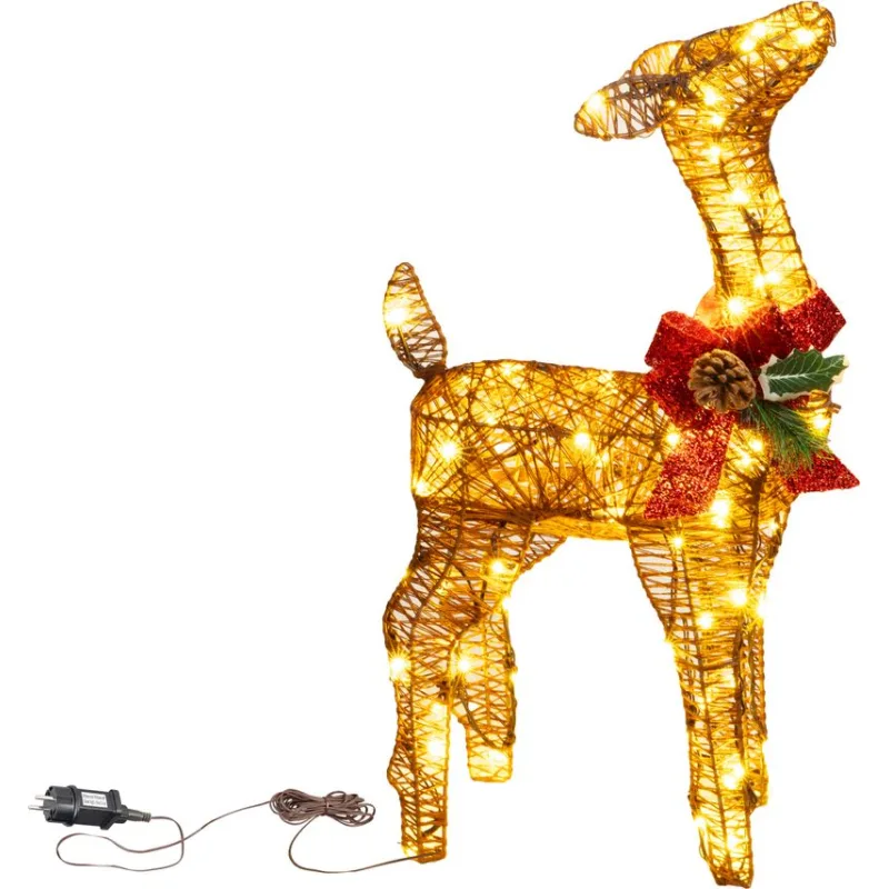 Dekorácia MagicHome Vianoce, jeleň, kov, 80xLED teplá biela, 0.6 m