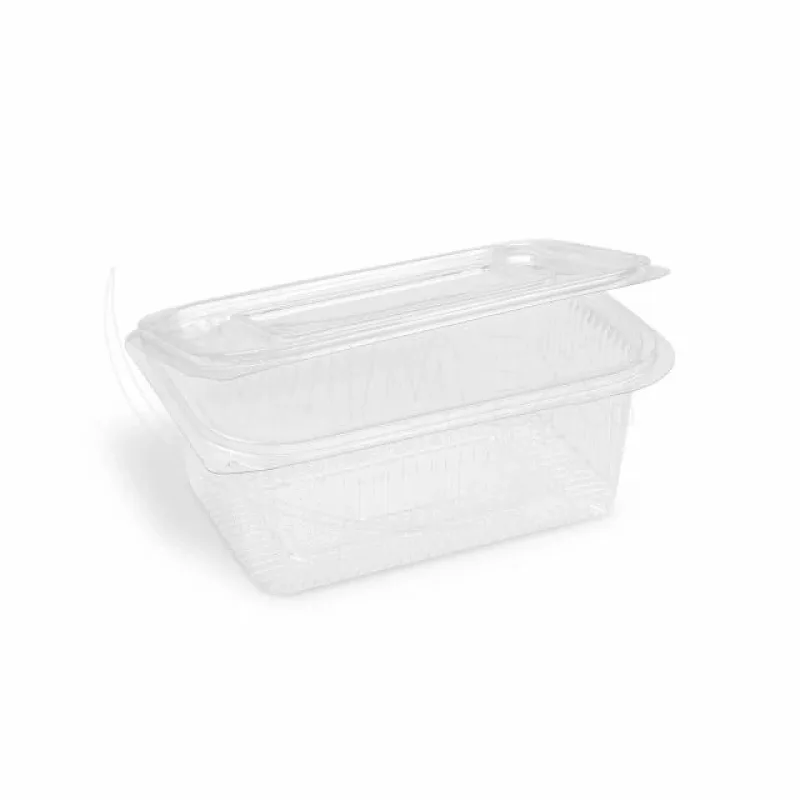 Miska hranatá průhledná s integrovaným víčkem 1000 ml (rPET) [50 ks] (77710 )