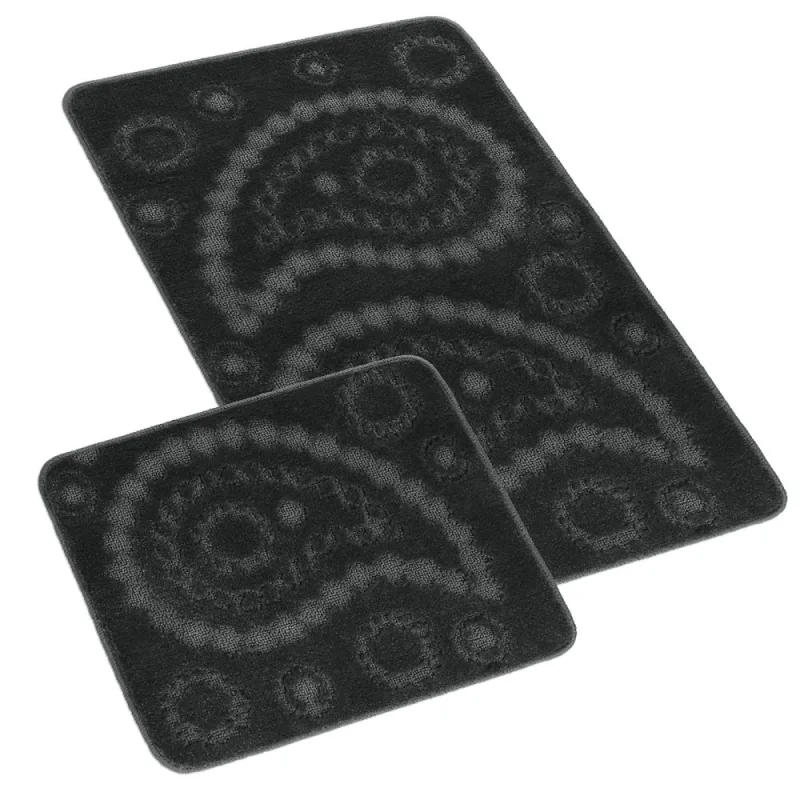 Kúpeľňová a WC predložka kašmír antracit 60x100+60x50cm