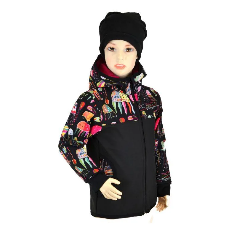 Softshellová bunda - čierna/meduzy, veľ.140-152