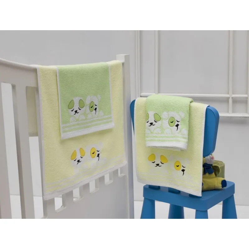 Detský froté uteráčik - 30 x 50 cm , Psík Zelený