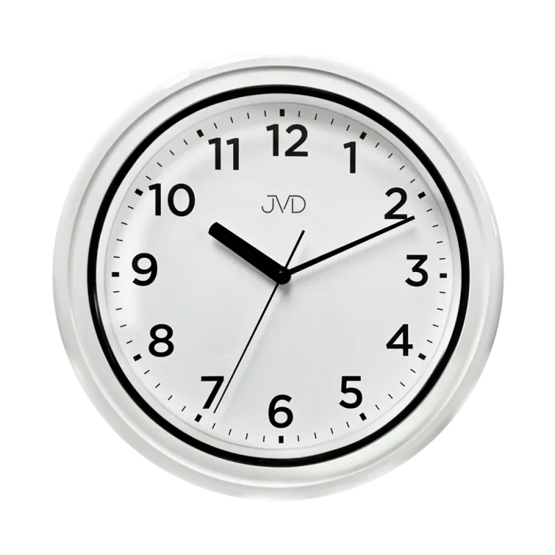 JVD Nástěnné bílé netikající tiché koupelnové hodiny JVD SH5913.1