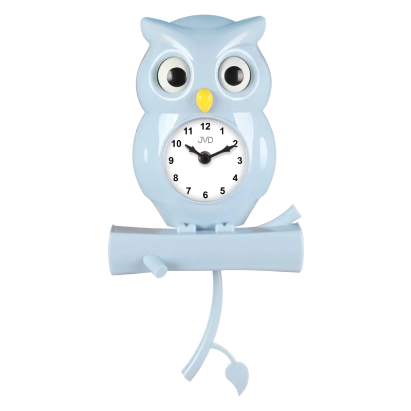 JVD Dětské nástěnné modré tiché netikající hodiny s motivem sovy JVD HE21.2