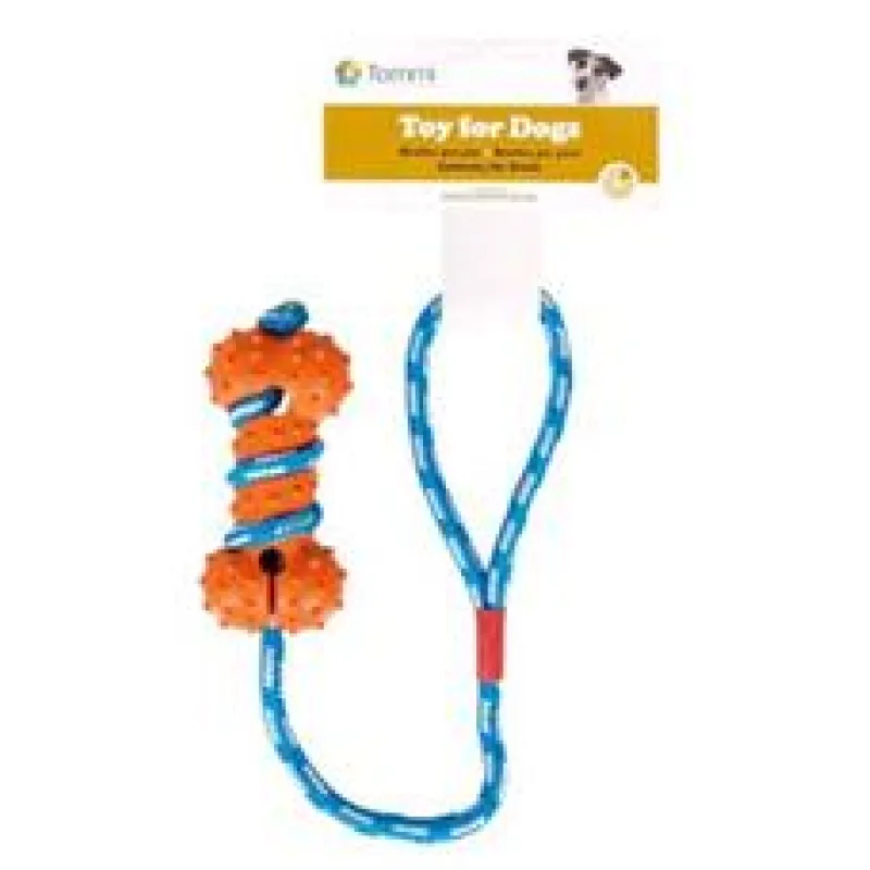 Hračka pes kost ježatá na šnůře 45 cm