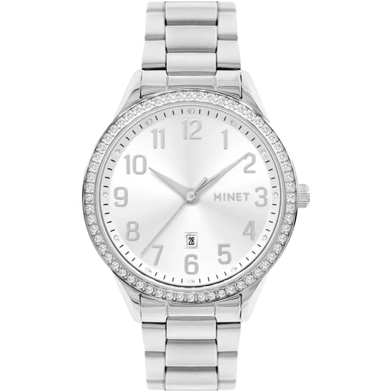 MINET Náramkové stříbrné dámské hodinky Avenue s čísly MWL5317