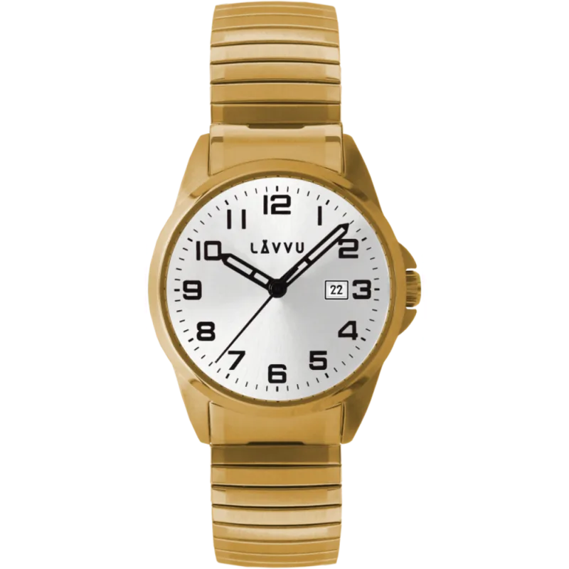 LAVVU Pánské pružné hodinky STOCKHOLM Big Gold LWM0025