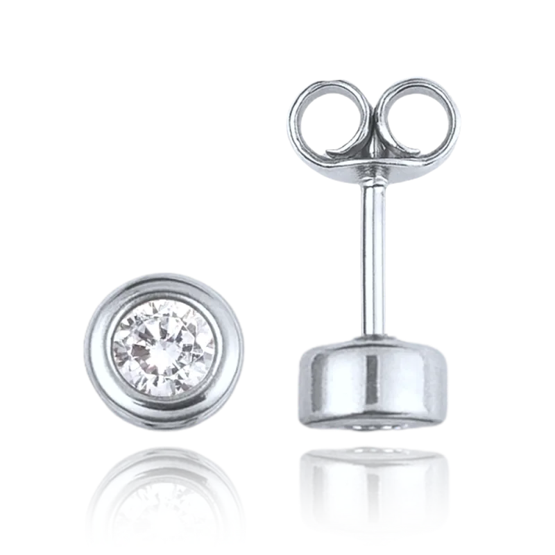 MINET Elegantní zlaté náušnice z bílého zlata s bílými zirkony Au 585/1000 1,35g JMG0273WSE01