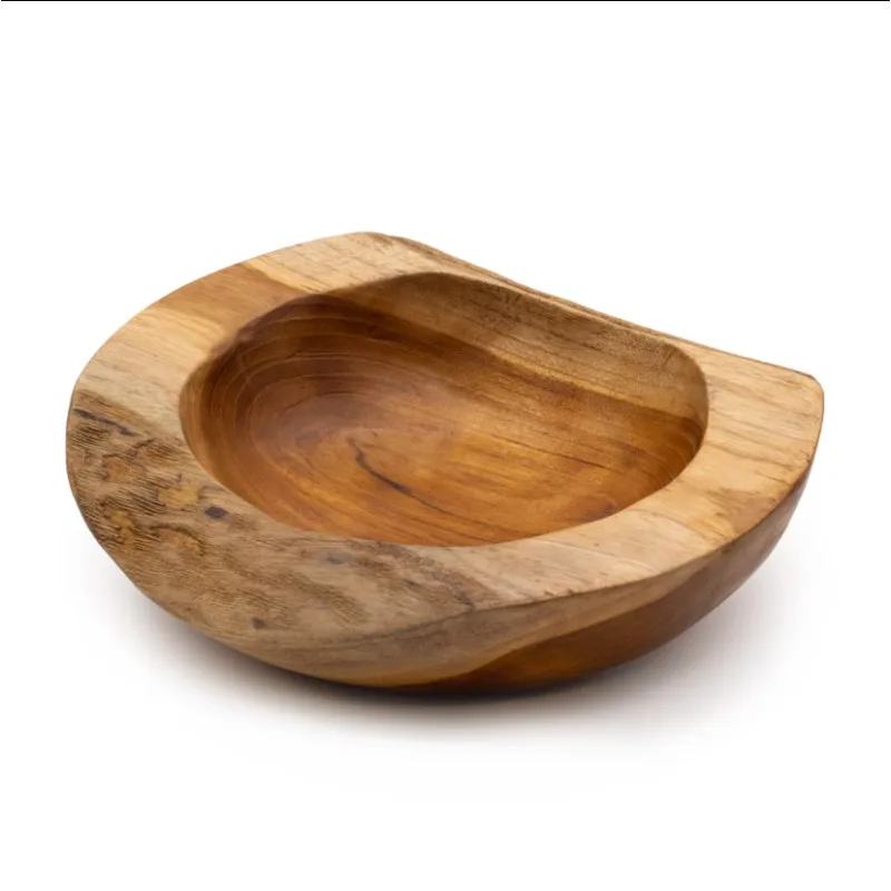 Stredná Miska z Teakového Dreva v Prírodnom Tvare - 20x7cm