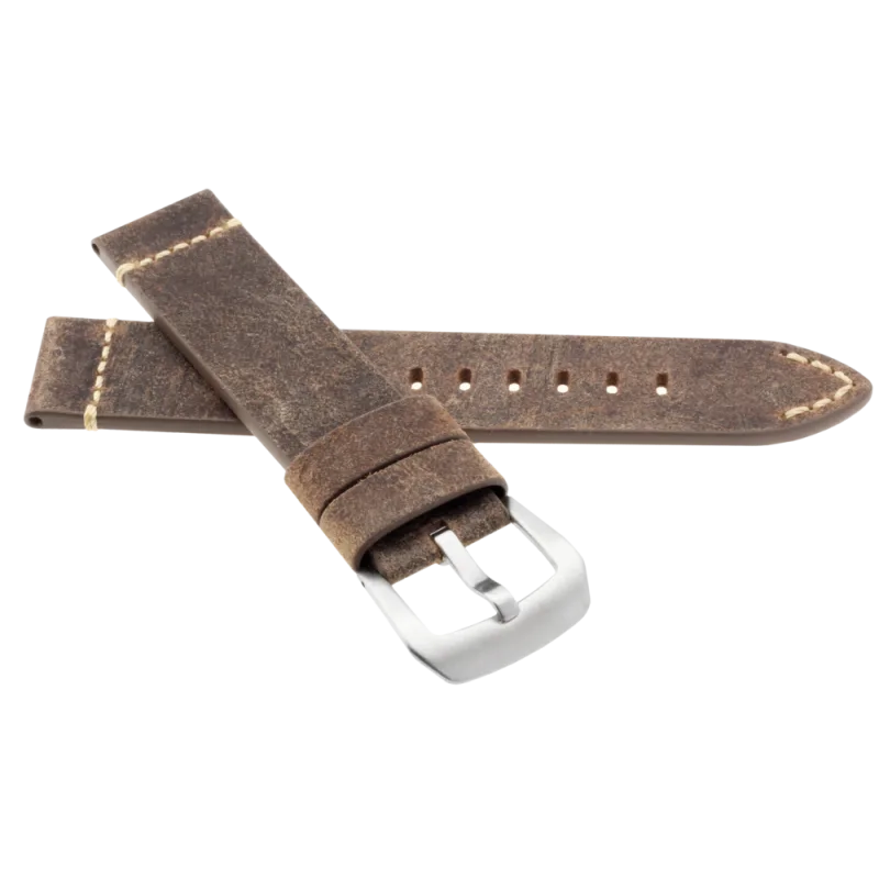 JVD Kožený unisex hnědý řemínek na hodinky R41002/24