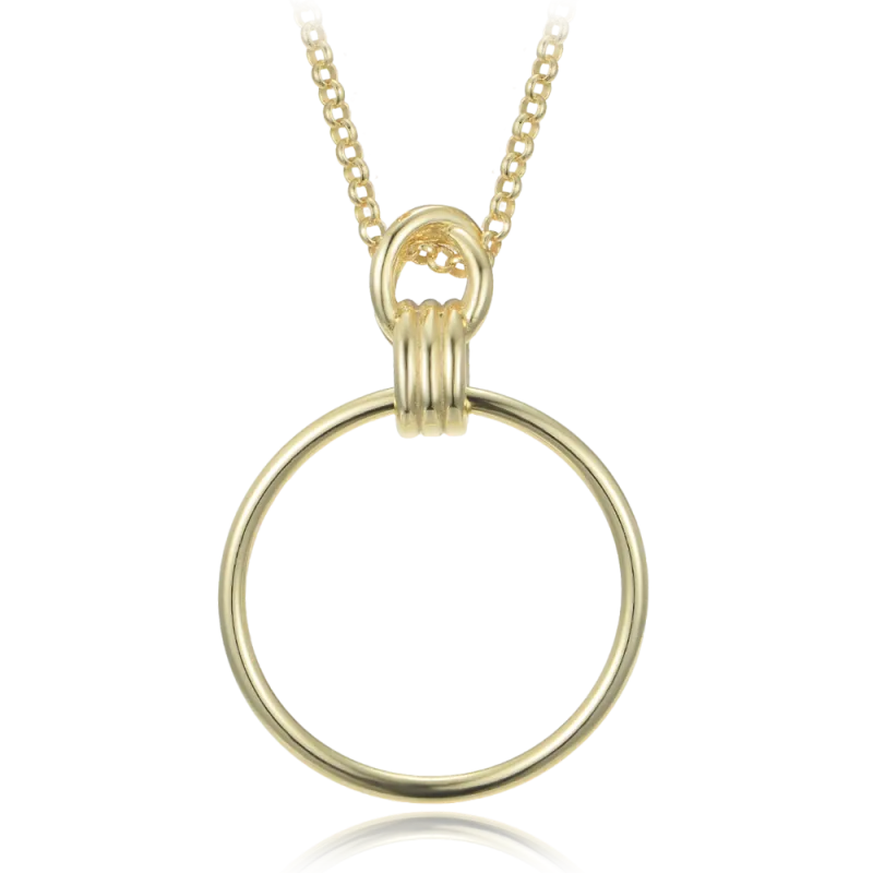 MINET Pozlacený moderní stříbrný náhrdelník kruh JMAS0297GN45