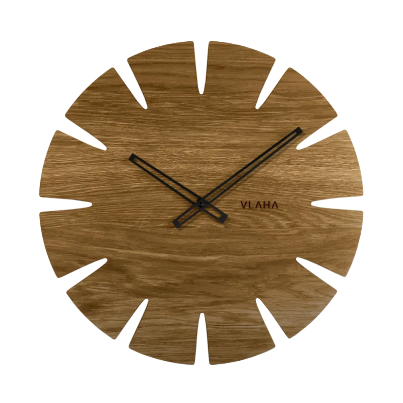 VLAHA Velké dubové hodiny ORIGINAL vyrobené v Čechách s černými ručkami VCT1032