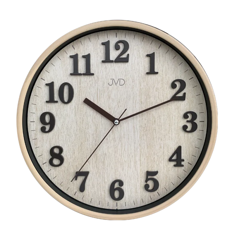 Přehledné čitelné tiché netikající hodiny v dřevěném dekoru JVD HA50.1