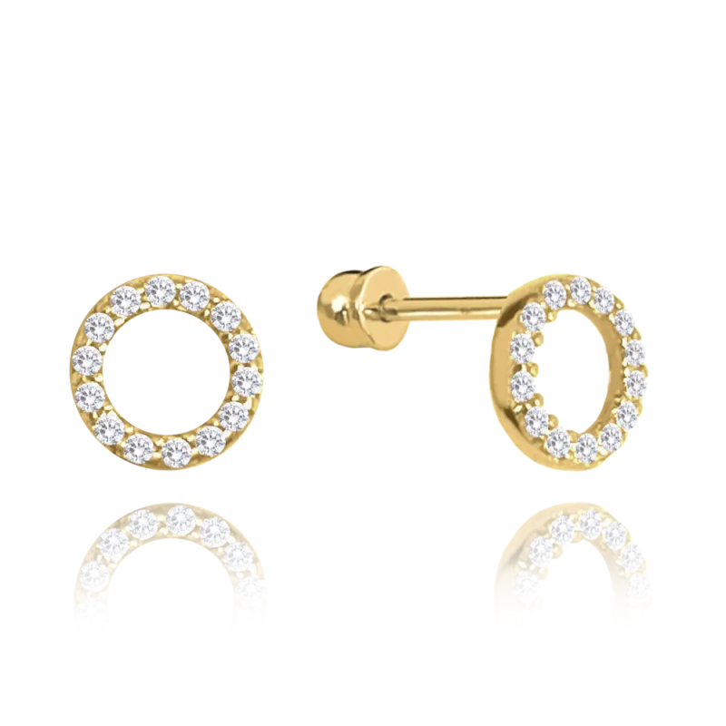 MINET Zlaté náušnice na šroubek s bílými zirkony Au 585/1000 1,30g JMG0027WGE09