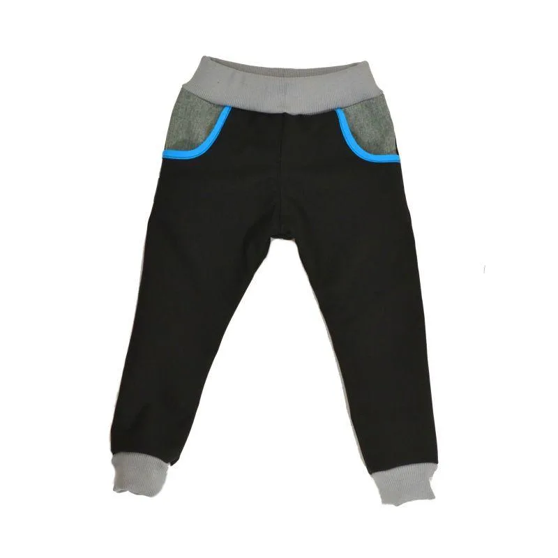 Detské nohavice softshellové čierne so šedou, veľ. 80-116