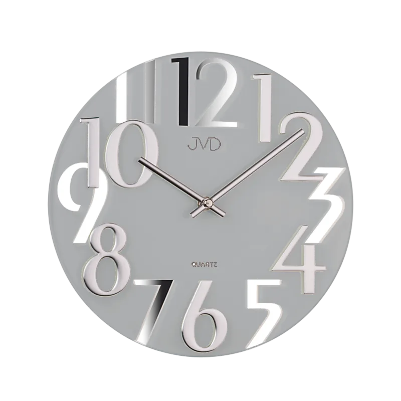 Luxusní moderní zrcadlové šedé hodiny JVD design HT101.3