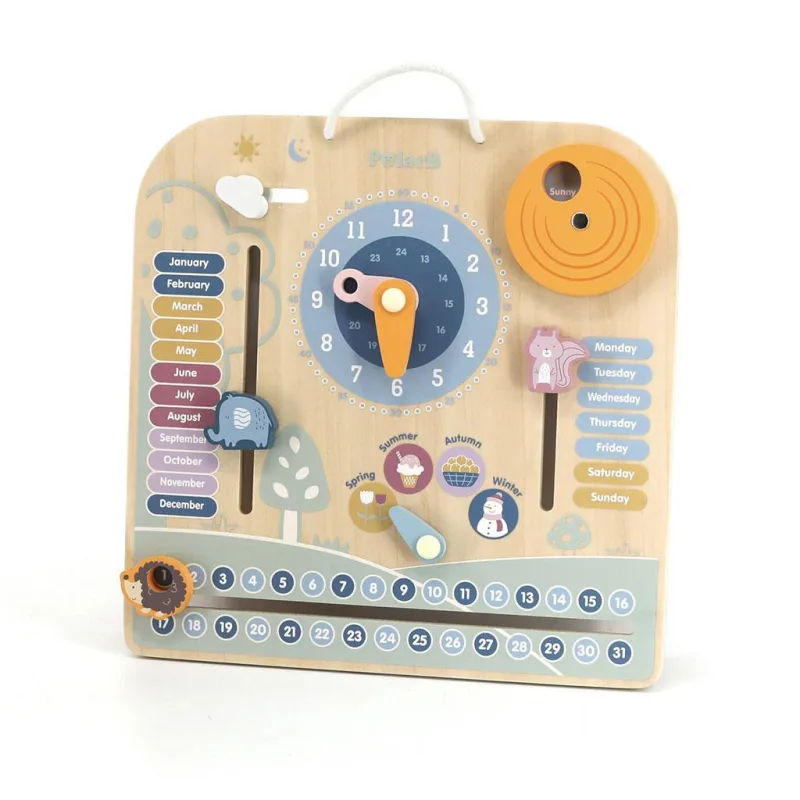 Drevený kalendár pre deti s hodinami Viga
