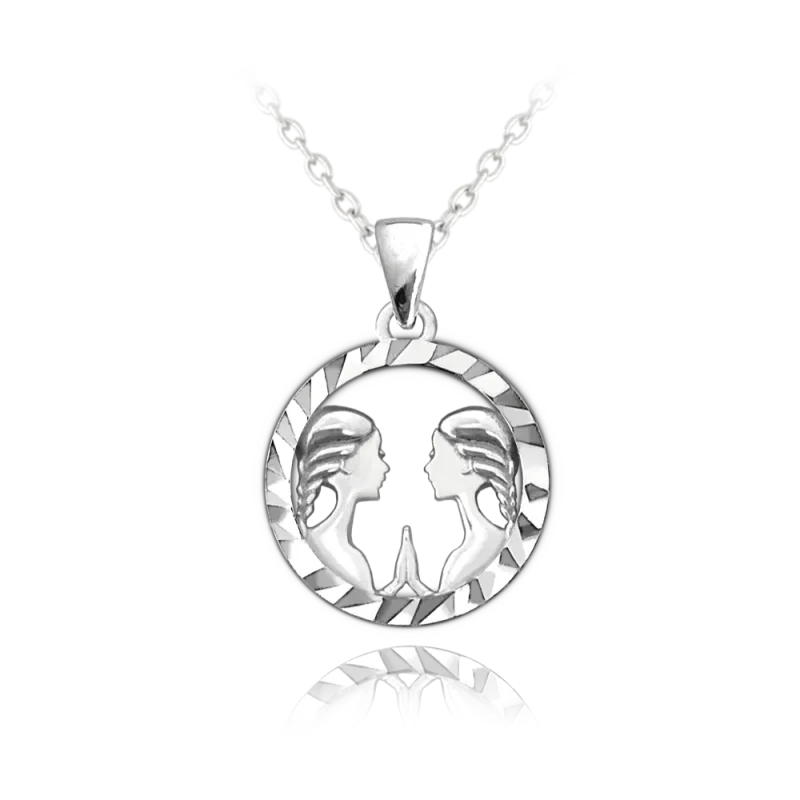 MINET Stříbrný náhrdelník Zodiac znamení BLÍŽENCI JMAS9406SN45