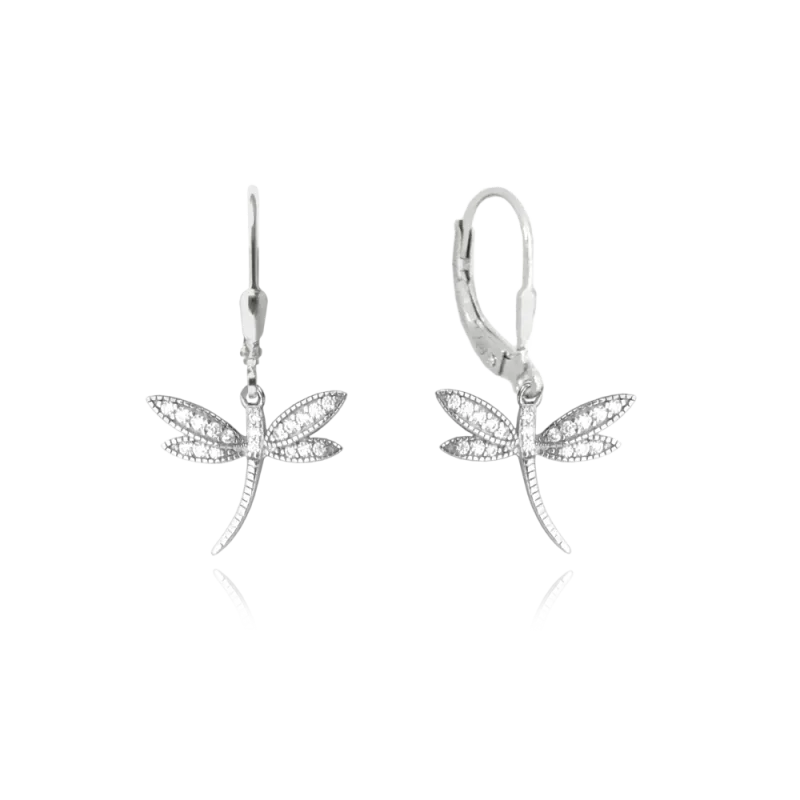 MINET Stříbrné náušnice VÁŽKY s bílými zirkony