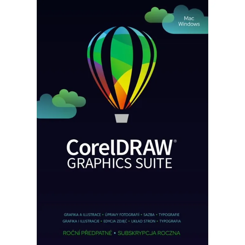 CorelDRAW Graphics Suite 365 dní prenájom licencie 1 Lic ESD EN/ FR/ DE/…