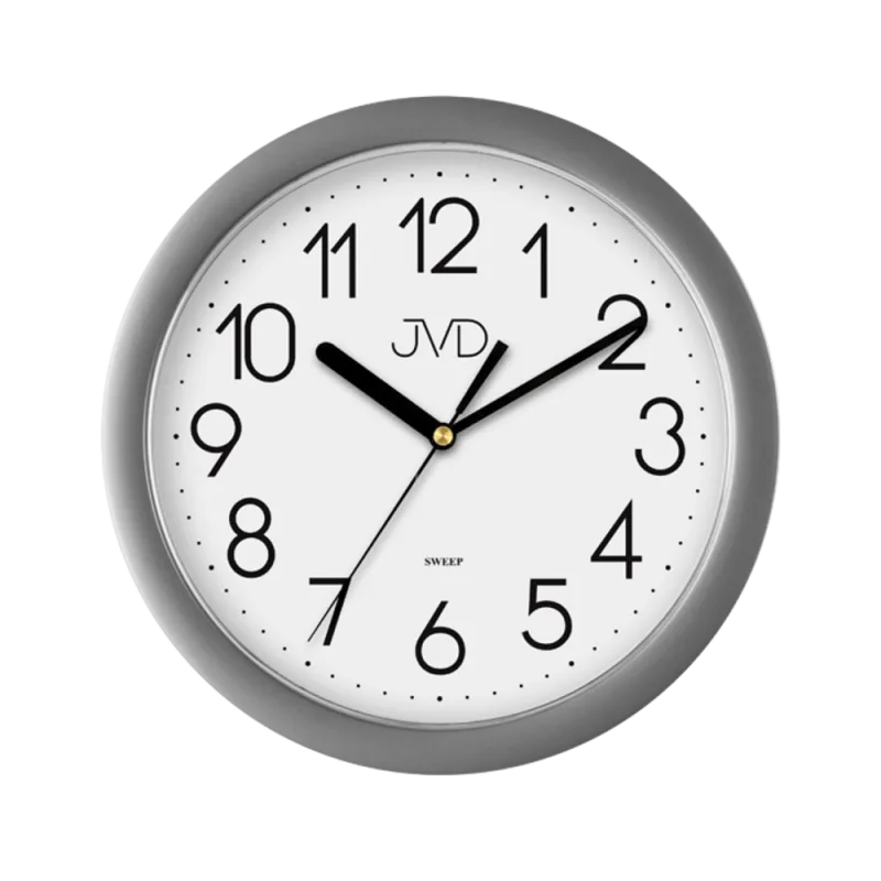 JVD Tmavě šedé plastové netikající tiché hodiny JVD sweep HP612.25