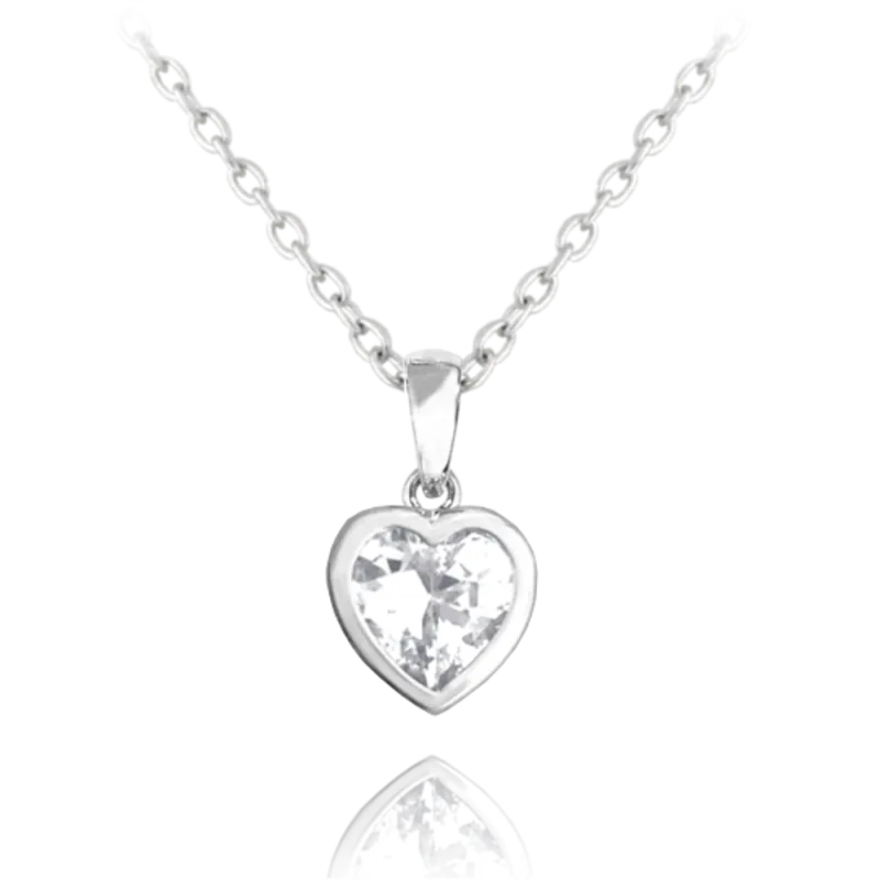 MINET Dětský stříbrný náhrdelník SRDÍČKO s bílým zirkonem