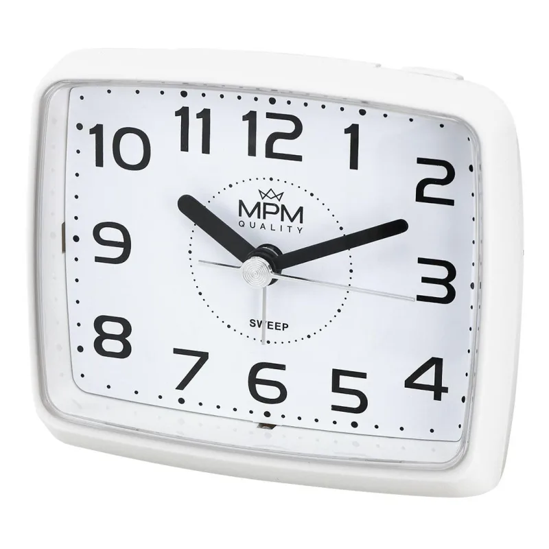 MPM Bílý netikající sweep budík MPM C01.3813