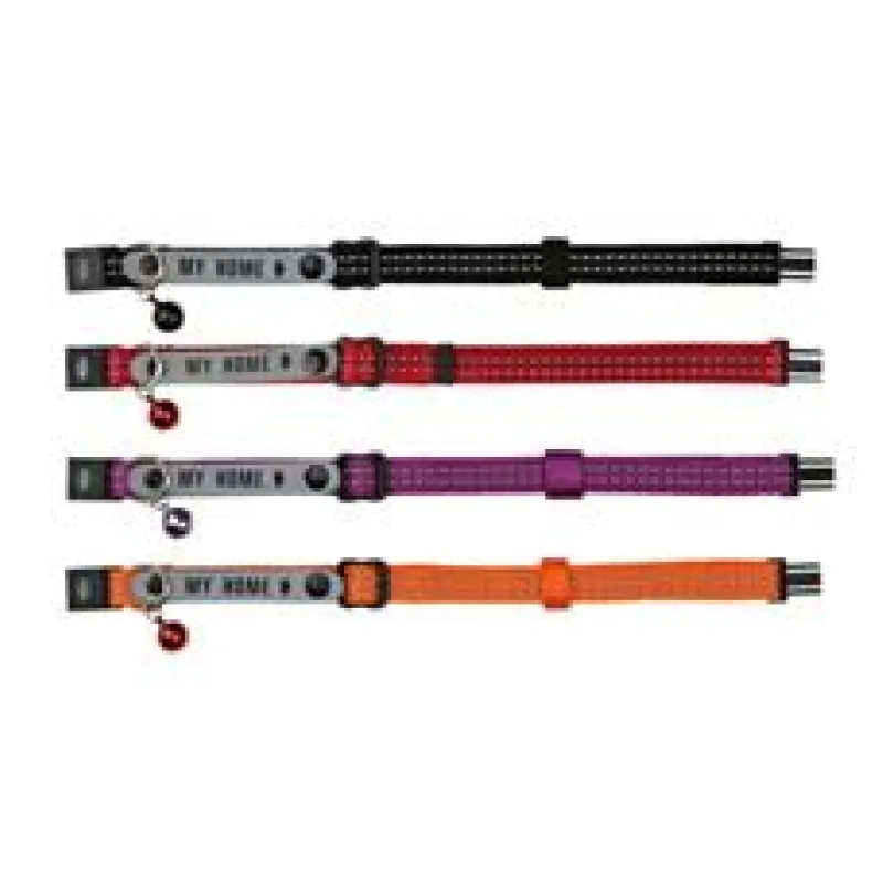 Nylonový obojek pro kočku, s adreskou, reflexní, různé barvy 1 ks