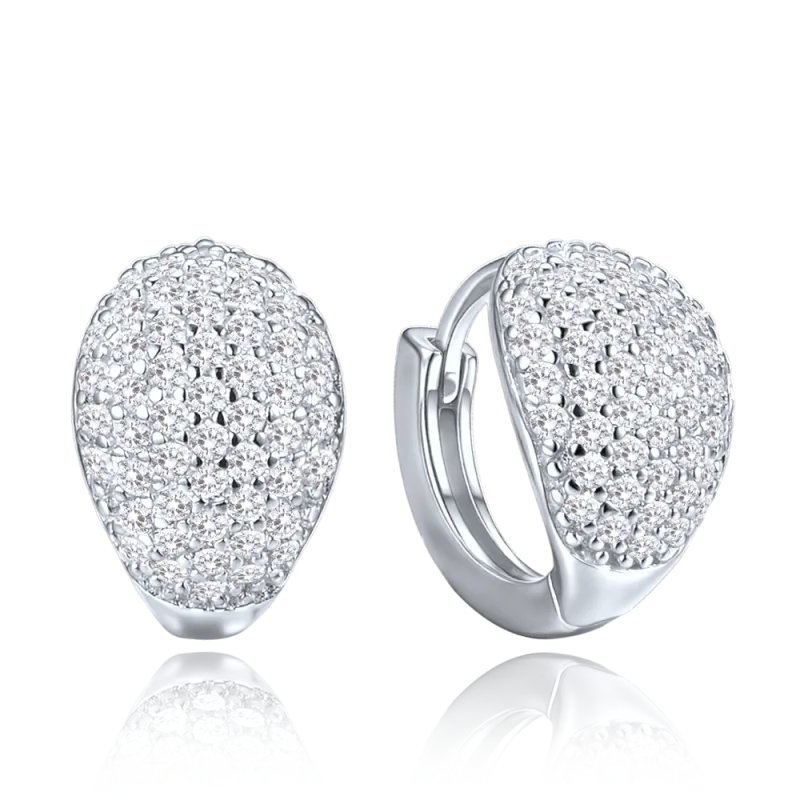 MINET Stříbrné náušnice kapky s bílými zirkony