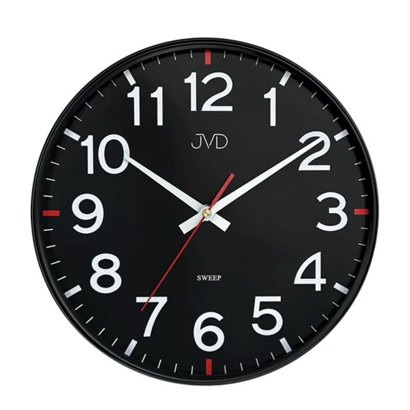 JVD Pastelové černé čitelné tiché netikající hodiny JVD HX2508.2
