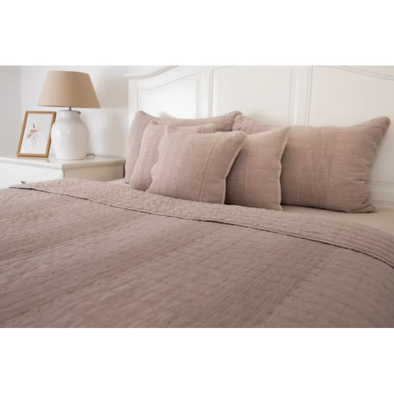 Prešívaný prehoz Deluxe s opraným vzhľadom STONE PINK 40x40 cm