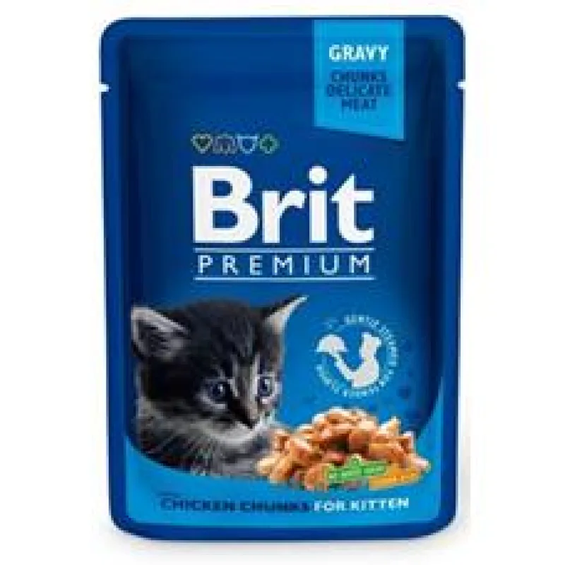 Brit Premium Cat kapsa Chicken Chunks for Kitten 5x100 g