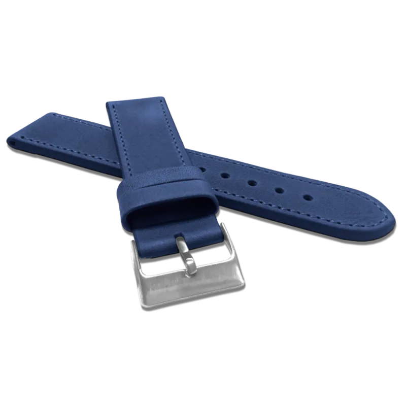 LAVVU Modrý prošitý řemínek SPORT z luxusní kůže Top Grain - 22 LSAUL22
