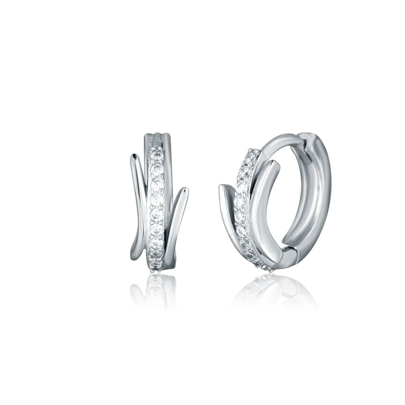 JVD Dámské stříbrné kruhové náušnice se zirkony SVLE2777X86BI00