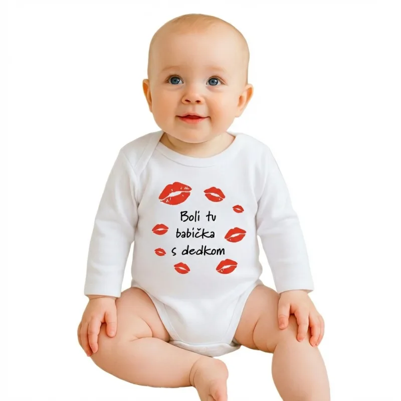 Detské body s potlačou New Baby Boli tu babička s dedkom