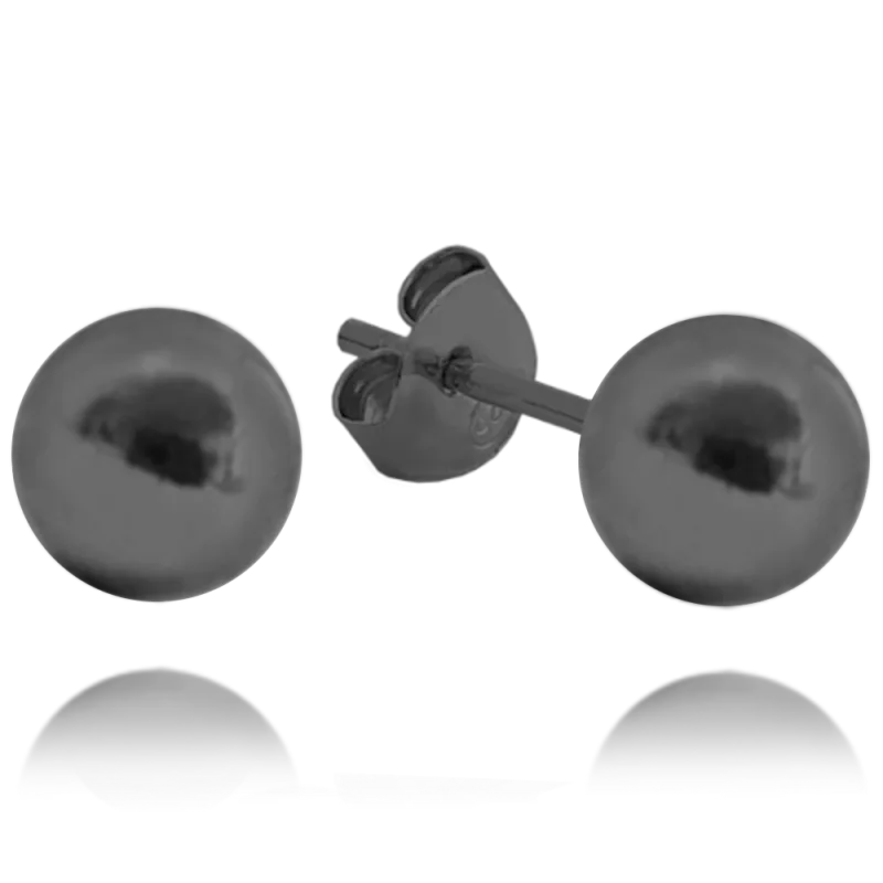 MINET Černé stříbrné náušnice KULIČKY 8 mm