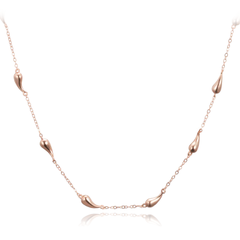 MINET Rose gold stříbrný náhrdelník kapky JMAN0565RN48