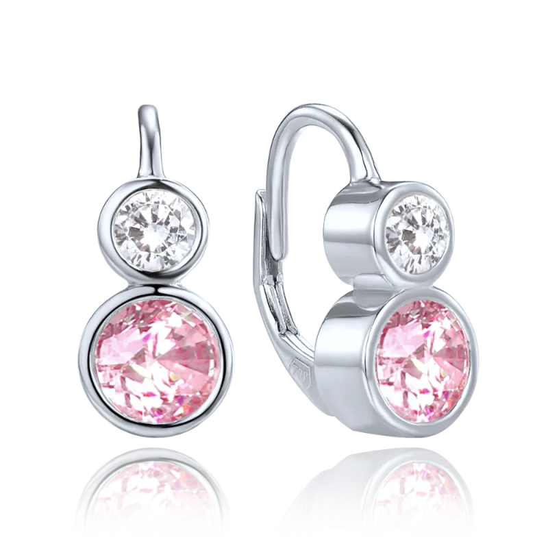 MINET Elegantní stříbrné náušnice s bílými a růžovými zirkony JMAS0256PE01