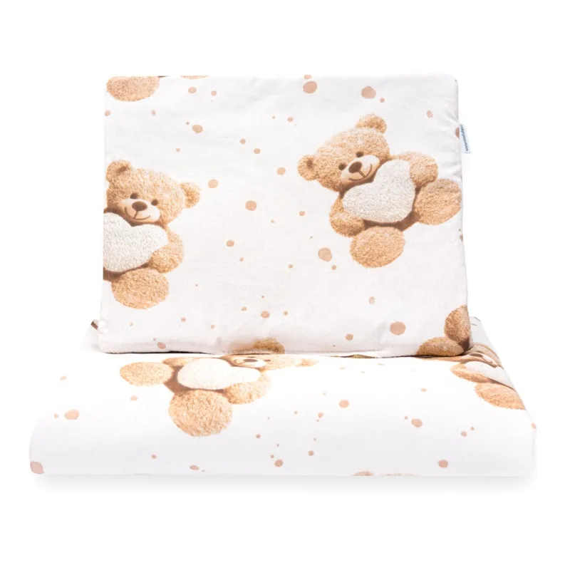 Obojstranný Set z Velvet a bavlny do kočíka New Baby Love Teddy Bear beige