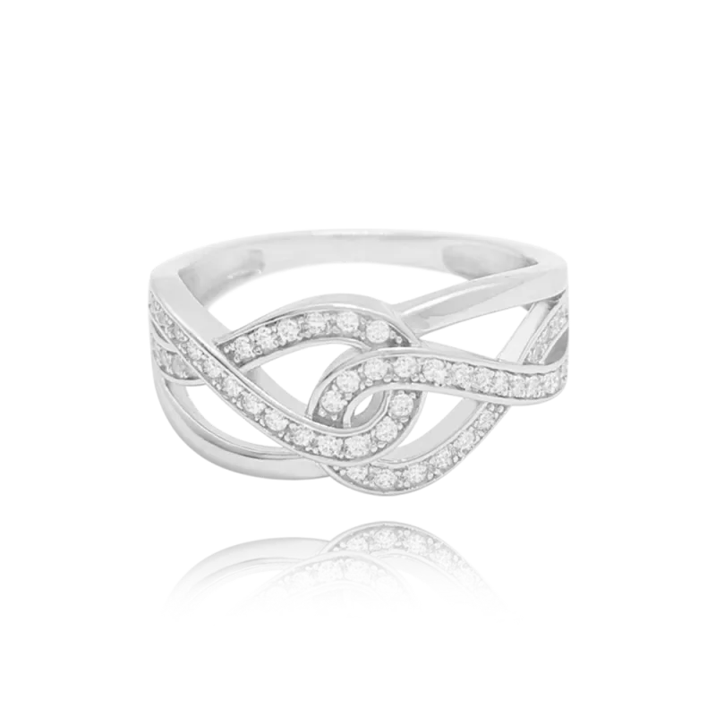 MINET Stříbrný prsten s bílými zirkony vel. 58 JMAN0141SR58