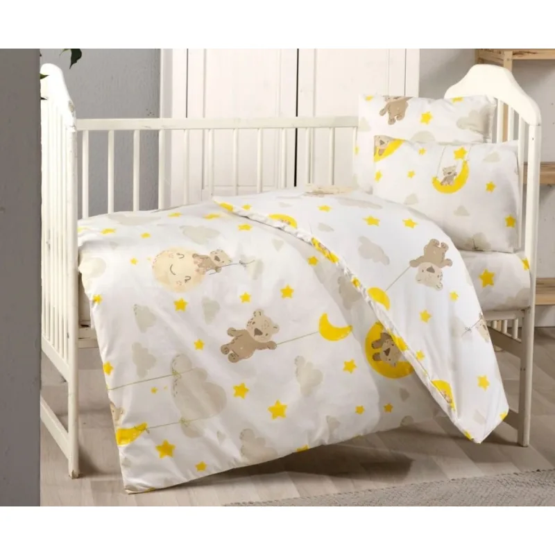 Bavlnené detské obliečky Medvídek v oblakoch 140x200/70x90 cm