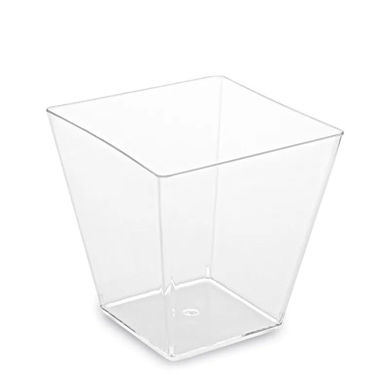 Fingerfood kelímek na Panna Cottu hranatý, čirý 7,2 x 7,2 x 7,2 cm - 230 ml [1 ks] (66331.1-3B)