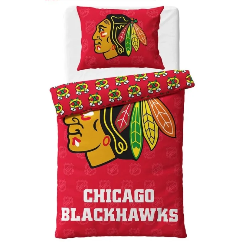 NHL Hokejové obliečky Chicago Blackhawks Shields 140x200/70x90 cm