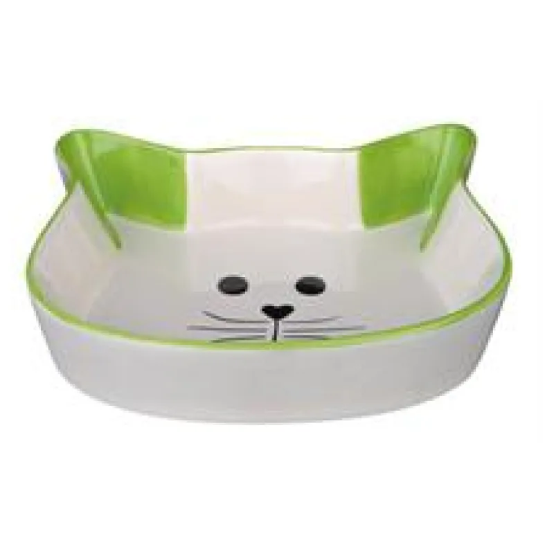 Keramická miska tvar kočičí hlava bílo/ zelená 0,25 l/ 12 cm
