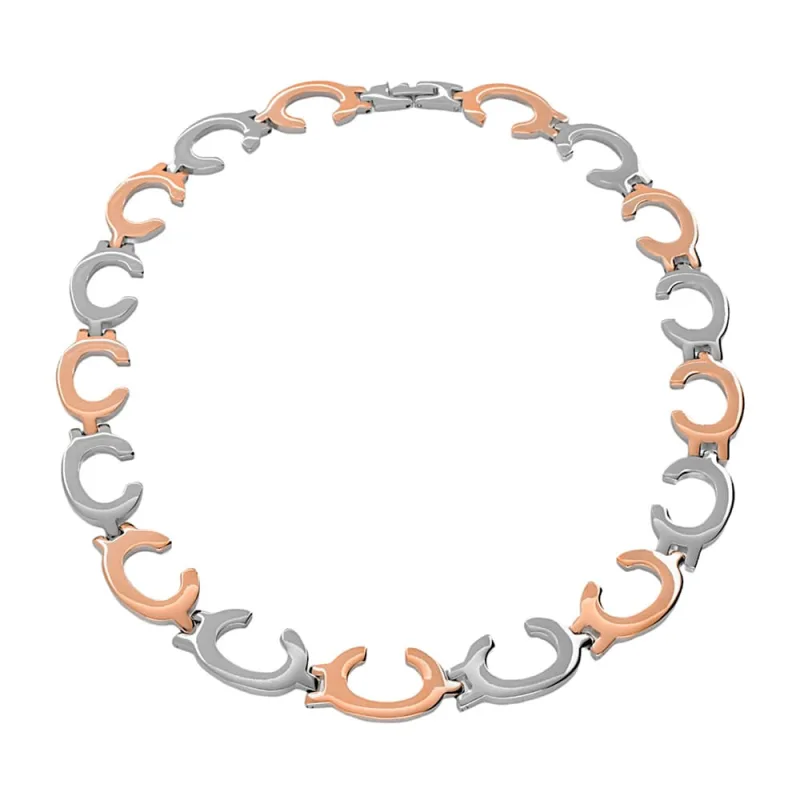 MPM Dámský ocelový nerezový náhrdelník 7283 - stříbrnorůžové barvy SNE.7284.. 45cm