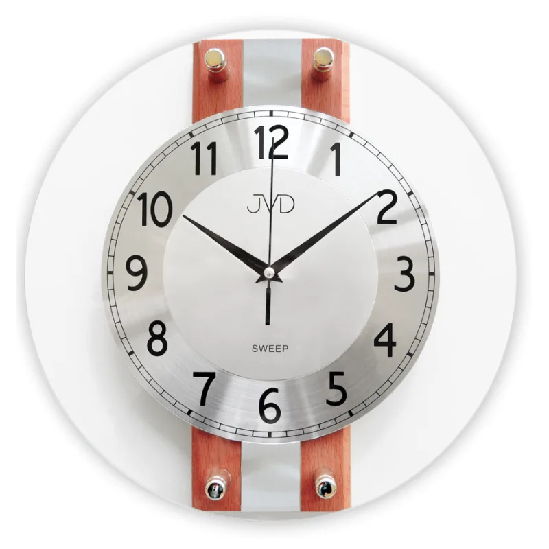 JVD Netikající tiché dřevěné kulaté nástěnné hodiny JVD NS21052/41
