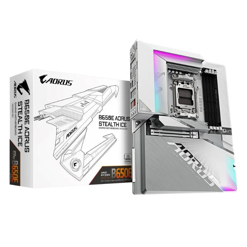 GIGABYTE MB Sc AM5 B650E AORUS STEALTH ICE, AMD B650, 4xDDR5, 2x HDMI,…