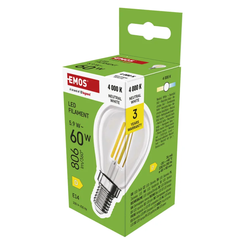 EMOS LED FLM MINI GL 5, 9 W (60 W) 806lm E14 NW 1525731450