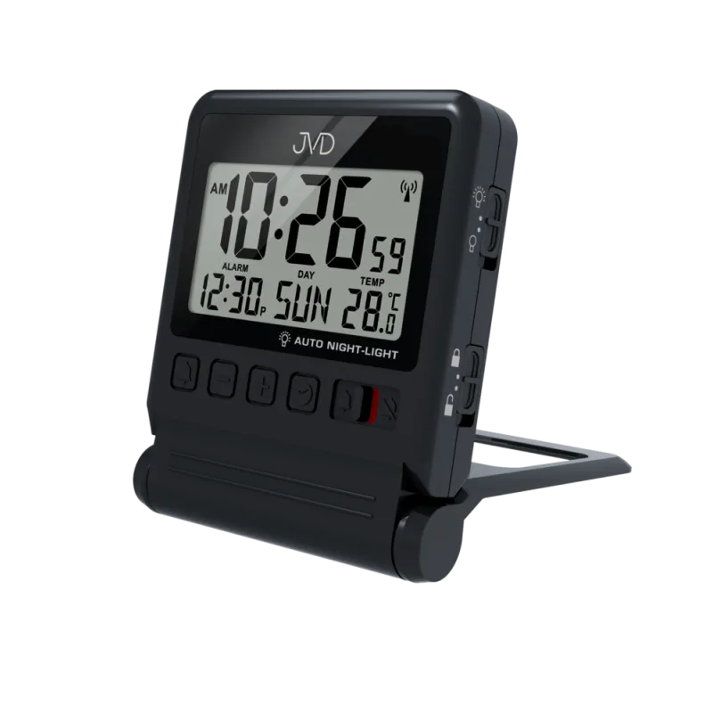 JVD Cestovní skládací digitální černý rádiem řízený budík JVD RB9391.2